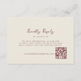 Bourgondische pijnboom QR-code bruiloft RSVP kaart