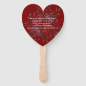 Bourgondische pioen en blauw Roos bruiloft Handwaaier (Achterkant)