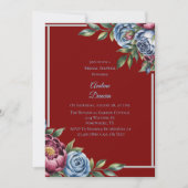 Bourgondische pioen en blauw Roos Vrijgezellenfees Kaart (Voorkant)