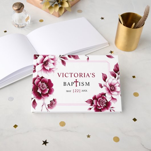 Bourgondische pioenen en drievoudig grensmeisje Do Gastenboek (Voorkant open)