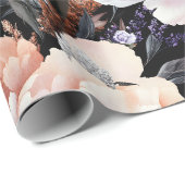 Bourgondische pioenrozen bloemenpatroon cadeaupapier (Rol Hoek)