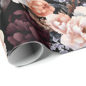 Bourgondische pioenrozen bloemenpatroon cadeaupapier (Rol Hoek)