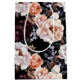 Bourgondische pioenrozen bloemenpatroon medium cadeauzakje (Voorkant)