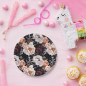 Bourgondische pioenrozen bloemenpatroon papieren bordje (Feest)