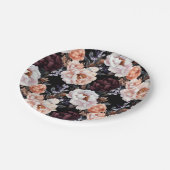 Bourgondische pioenrozen bloemenpatroon papieren bordje (Gekanteld)