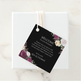 Bourgondische Pioenrozen Huwelijks Welkomst Cadeau Bedankjes Labels