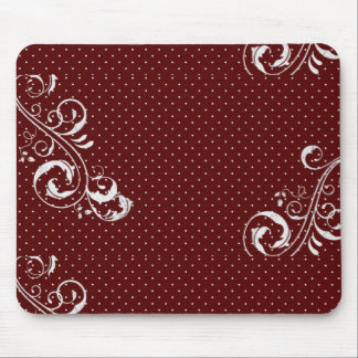 Bourgondische polka stip muismat met witte bloemen
