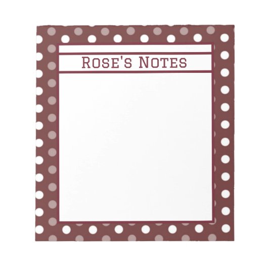 Bourgondische polka stippen notitieblok (Voorkant)
