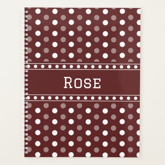 Bourgondische polka stippen planner (Voorkant)