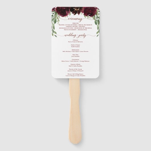 Bourgondische pompoen herfst bruiloft programma fa handwaaier (Achterkant)