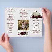 Bourgondische Pompoen Herfst Drie-Voudig Huwelijks Flyer (Hand)