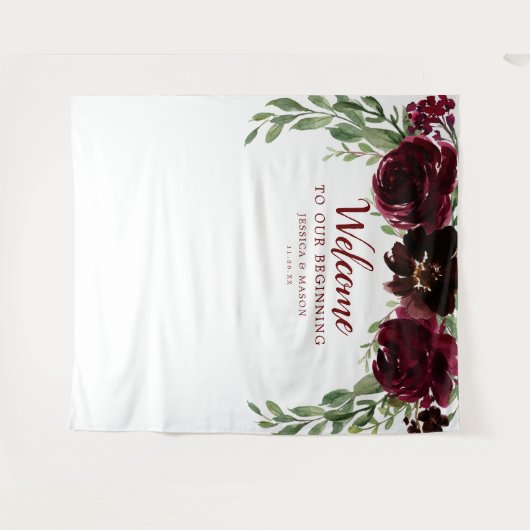 Bourgondische Pompoen Trouw Achtergrond Fotohokje Wandkleed (Voorkant (horizontaal))