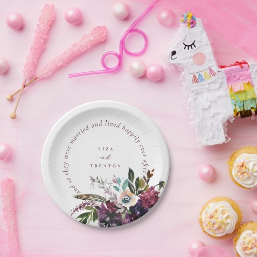 Bourgondische pracht en praal na witte bruiloft papieren bordje (Feest)