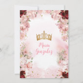 Bourgondische prinses jurk roze bloemen zoet zesti kaart (Achterkant)