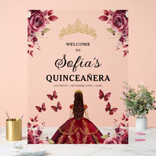 Bourgondische prinses Quinceañera Verjaardag Welko Acryl Bord (Huwelijk)