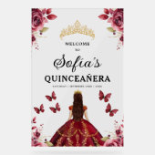 Bourgondische prinses Quinceañera Verjaardag Welko Acryl Bord (Voorkant)