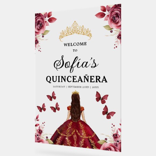 Bourgondische prinses Quinceañera Verjaardag Welko Acryl Bord (Hoek)