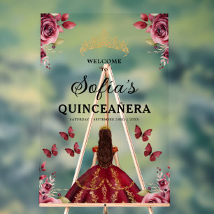 Bourgondische prinses Quinceañera Verjaardag Welko Acryl Bord