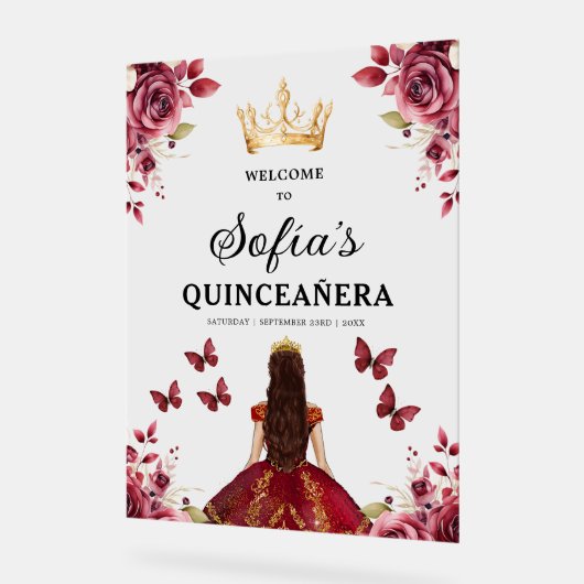 Bourgondische prinses Quinceañera Verjaardag Welko Acryl Bord (Hoek)