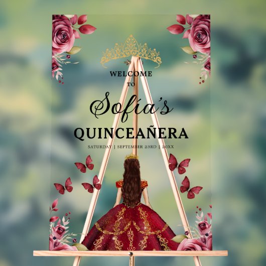 Bourgondische prinses Quinceañera Verjaardag Welko Acryl Bord (Neutraal)