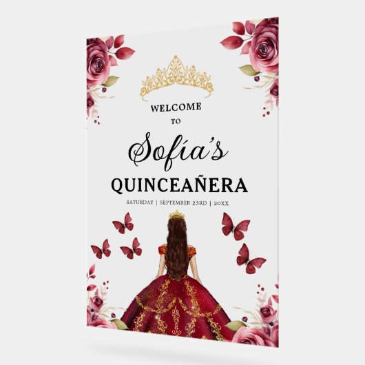 Bourgondische prinses Quinceañera Verjaardag Welko Acryl Bord (Hoek)