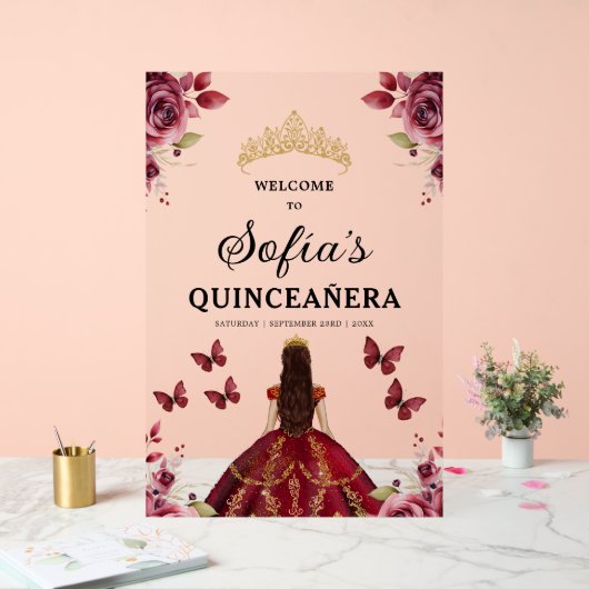 Bourgondische prinses Quinceañera Verjaardag Welko Acryl Bord (Huwelijk)