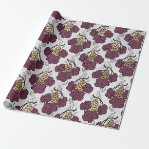 Bourgondische pruim en goud wijn thema cadeaupapier