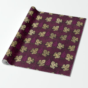 Bourgondische pruim en goud wijn thema cadeaupapier
