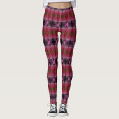 Bourgondische pruim en roze patroon leggings (Voorkant)