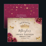 Bourgondische Pruim Goud Roos Perkament Elegant Save The Date<br><div class="desc">Maak je eigen elegante save-the-datekaarten die voelen alsof ze rechtstreeks uit een sprookje komen. De prachtige doe-het-zelf sjabloon met originele kunst van Raphaela Wilson toont zachte waterverfrozen in dramatische tinten donkerrood bordeauxwijn, versierd met namaak metalige gele goudaccenten. Dit omvat de koninklijke prinsessen tiara / koninginnenkroon, en vlinderconfetti wat een elegante...</div>