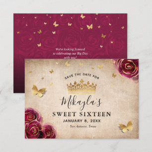 Bourgondische pruim goud roze perkament Elegant Save The Date