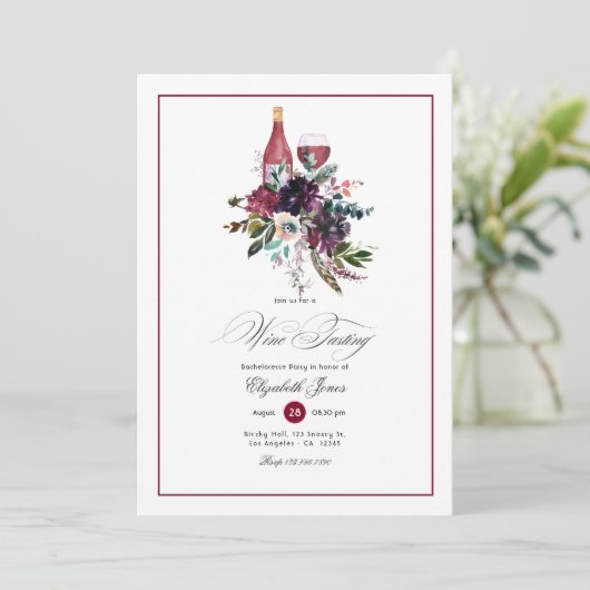 Bourgondische pruim rode wijn thema Bachelorette P Kaart (Staand voorkant)