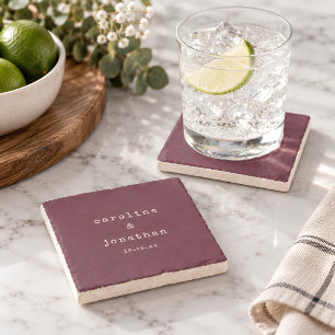 Bourgondische pruim typemachine winter bruiloft ca stenen onderzetter