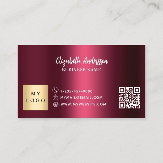 Bourgondische QR business logo 10 bezoek loyalitei Klantenkaartje (Achterkant)