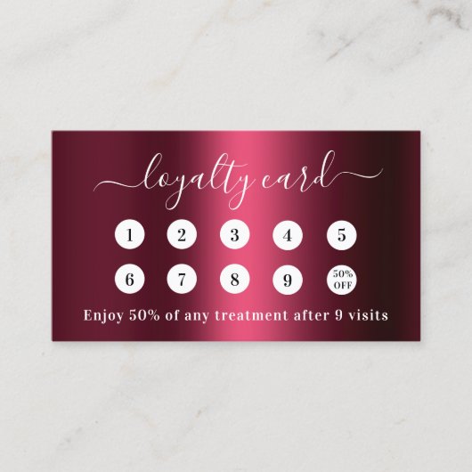 Bourgondische QR business logo 10 bezoek loyalitei Klantenkaartje (Voorkant)