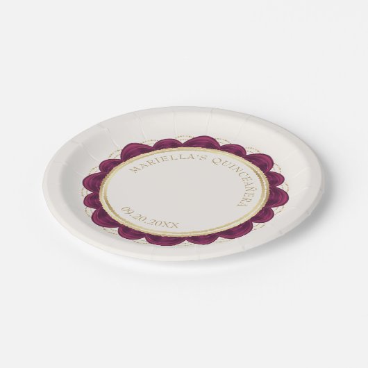 Bourgondische Quinceanera Papieren Bordje (Gekanteld)