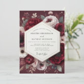 Bourgondische Rembrandt Flora Bruiloft Kaart (Staand voorkant)