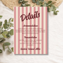 Bourgondische Retro Blush Roze Strepen Trouwdetail