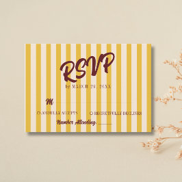 Bourgondische Retro Gedempte Perzik Streep Bruilof RSVP Kaartje