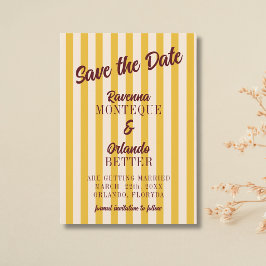 Bourgondische Retro Gedempte Perzik Streep Bruilof Save The Date