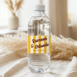 Bourgondische Retro Gedempte Perzik Streep Bruilof Waterfles Etiket