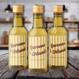 Bourgondische Retro Gedempte Perzik Streep Bruilof Wijn Etiket