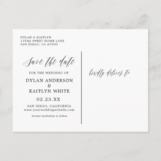 Bourgondische robuuste script koppel foto save the aankondigingskaart (Achterkant)