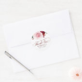 Bourgondische rode bloemen Elegante dankjewel Ronde Sticker (Envelop)