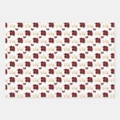 Bourgondische rode bloemen en gouden kronen inpakpapier vel (Voorkant)