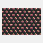 Bourgondische rode bloemen en groen patroon inpakpapier vel (Voorkant 3)