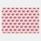 Bourgondische rode bloemen en groen patroon inpakpapier vel (Voorkant 2)