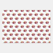 Bourgondische rode bloemen en groen patroon inpakpapier vel (Voorkant)