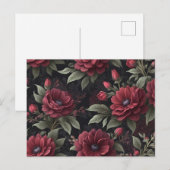 Bourgondische rode bloemen gotisch briefkaart (Voorkant / Achterkant)