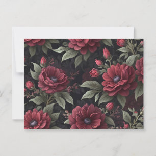 Bourgondische rode bloemen gotisch briefkaart